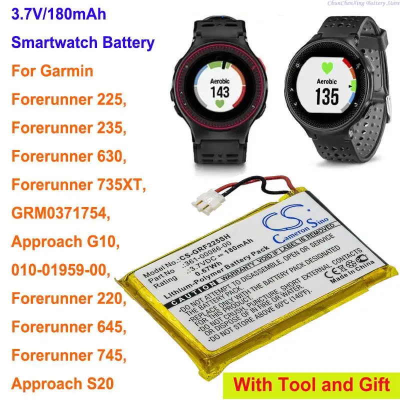 GreenBattery180mAh батарея 361-00086-00 для Garmin Forerunner 225, Forerunner 235, Forerunner 630, Forerunner 735XT, GRM0371754