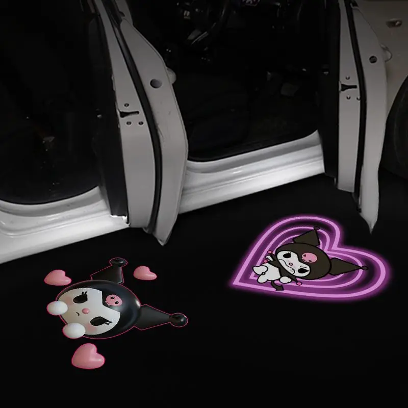 Фото Kawaii Sanrio автомобильный проектор лампа Hello Kitty мультфильм Hd приветственная лампа Лазерный беспроводной датчик автомобильное Украшение Аксессуары №4