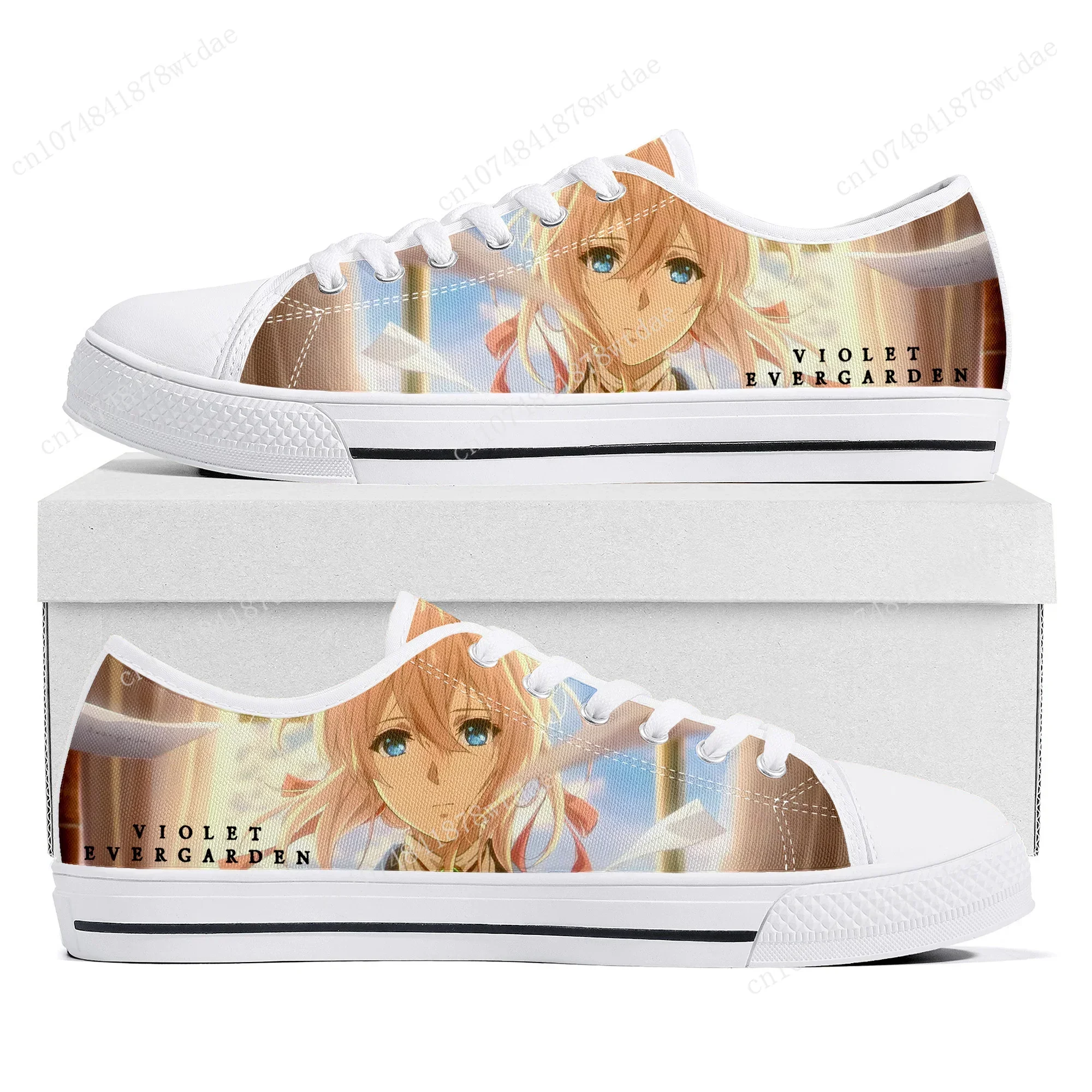 Фото Violet Evergarden низкие кроссовки женские мужские подростковые парусиновые кроссовки высокого качества пара аниме комиксы манга обувь на заказ №2