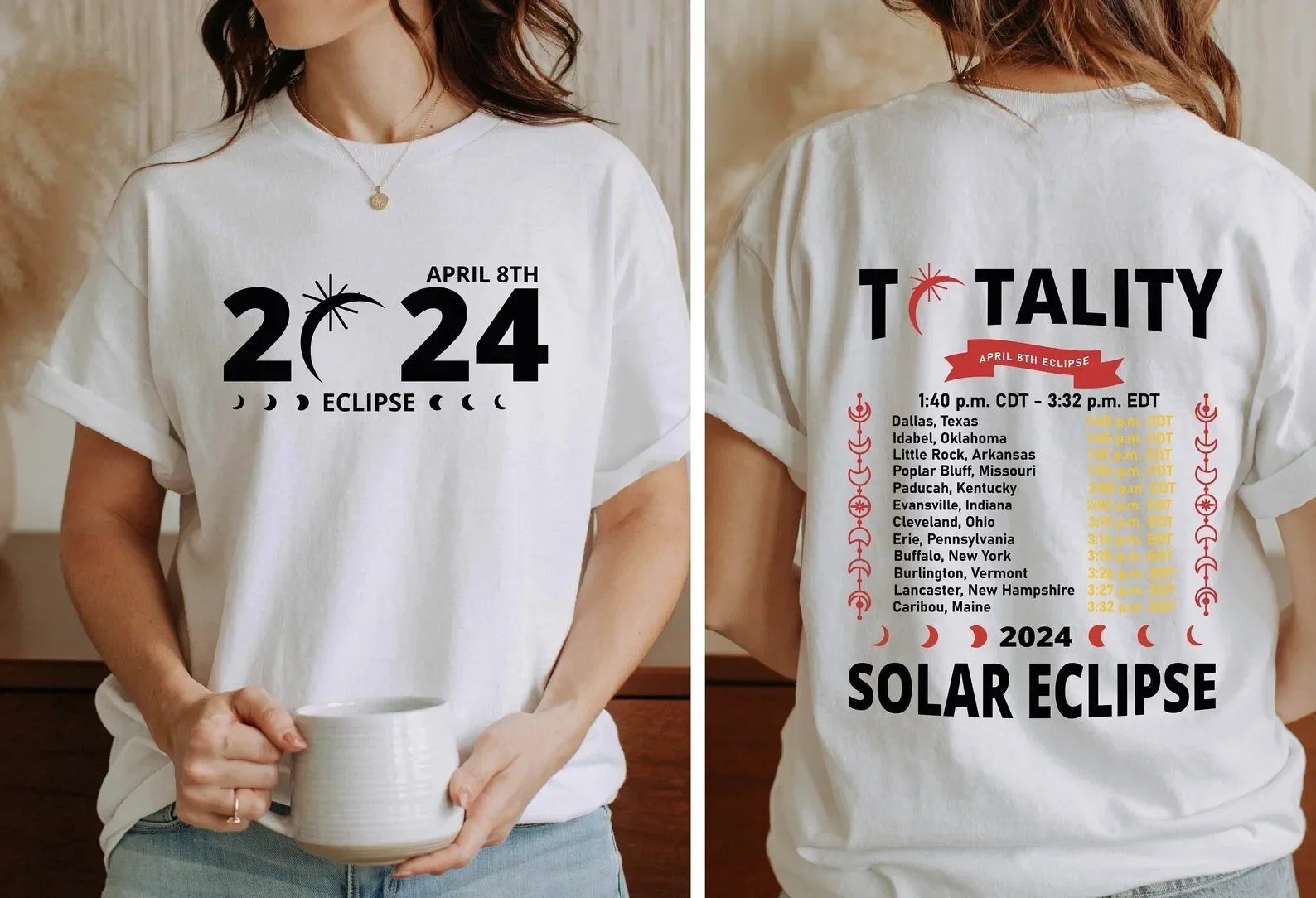 Футболка 8 апреля 2024 года, футболка Total Solar Eclipse 2024