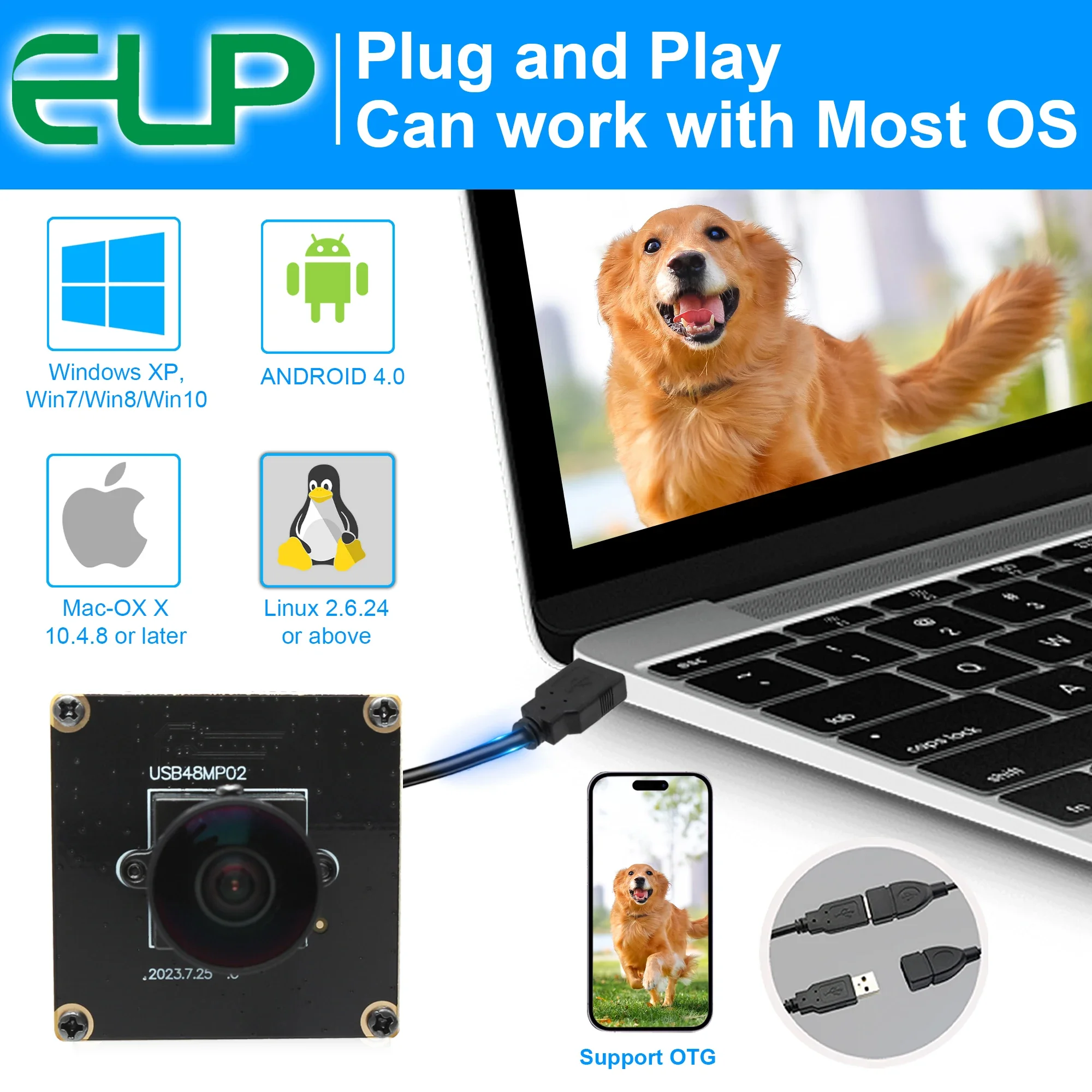 Фото ELP 48MP широкоугольная USB-камера Moudle 4K 30 кадров в секунду USB-камера ПК Веб-камера с объективом «рыбий глаз» 170 градусов для машинного зрения №5