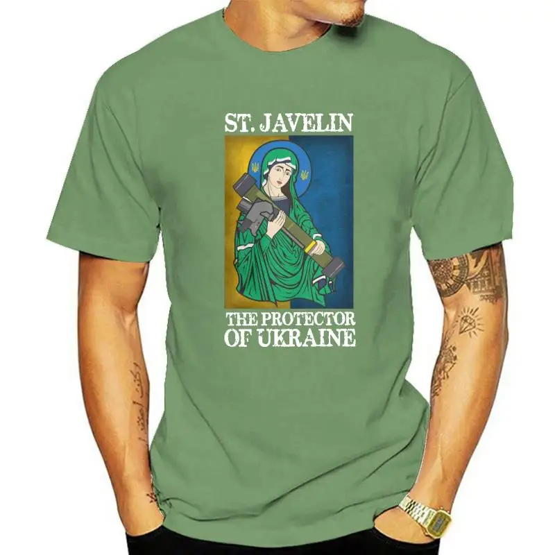 Мужские футболки St Javelin The Protector Of Ukraine, забавная футболка из чистого хлопка, футболки с короткими рукавами, одежда с круглым вырезом 6XL