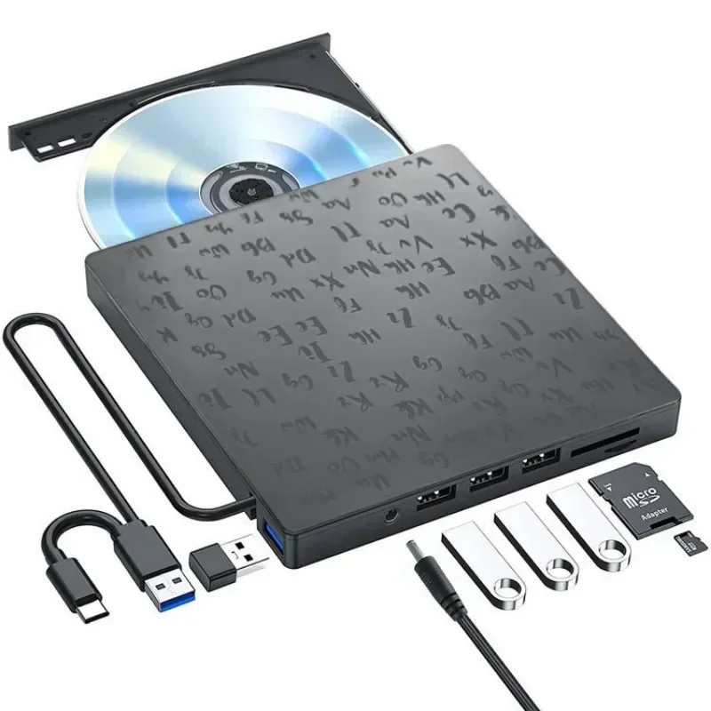 Внешний привод CD/DVD USB 3.0 Type-C 6 в 1, DVD-привод, оптический привод с SD/TF и слотами USB3.0, оптические приводы для ноутбуков ПК