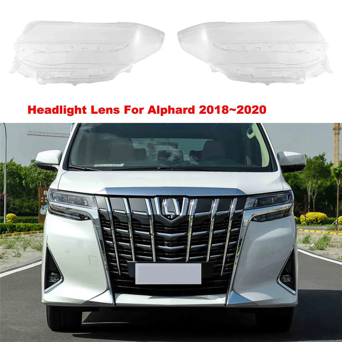 Линза передней левой фары для Toyota Alphard 2018-2020, автомобильная фара, крышка лампы, замена стекла, прозрачная лампа, авто корпус