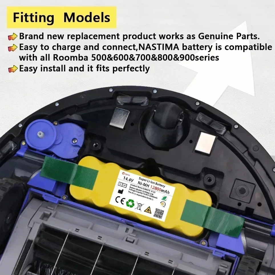 Фото Новый аккумулятор V 12,8 Ач для пылесоса Irobot Roomba 500, 600, 700, 800, 900 серии Irobot Roomba 600, 620, 650, 700, 770, 780 800 №4