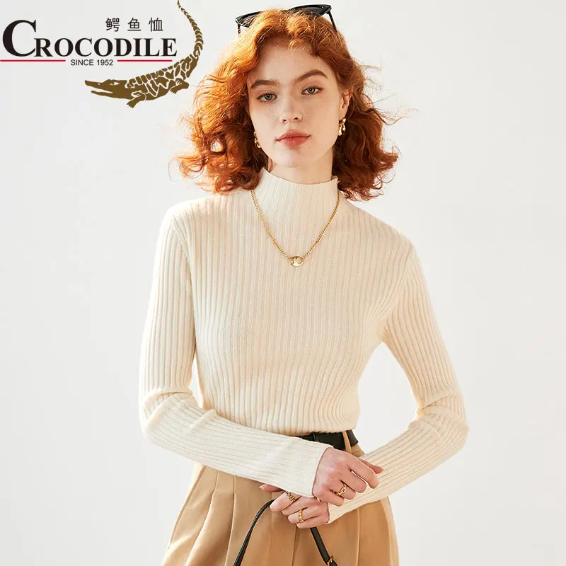 Crocodile 2022 Cashmere Pullover Knitted Sweater Autumn Winter Clothese Turtleneck Solid Colorful Soft Warm Jumper Women Sweater