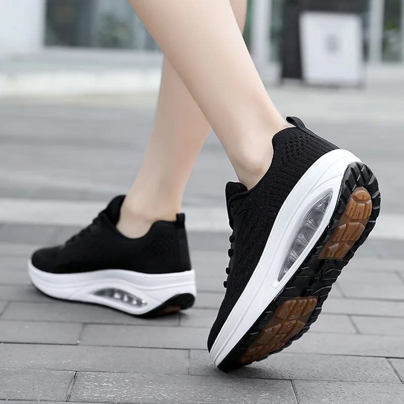 Фото Женские кроссовки с белым низом из говяжьей кожи, Sepatu Kasual, женские плоские женские кроссовки, Sepatu Tebal подошва, Tinggi Meningkatkan Sepatu5Cm №2
