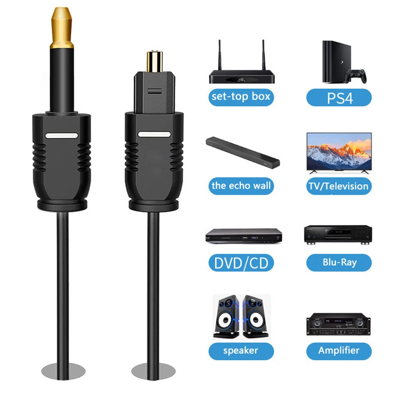 Фото SPDIF к MINI Toslink 3,5 мм аудио оптический кабель цифровой кабель позолоченный разъем адаптер для усилителя мощности музыкальный плеер №5
