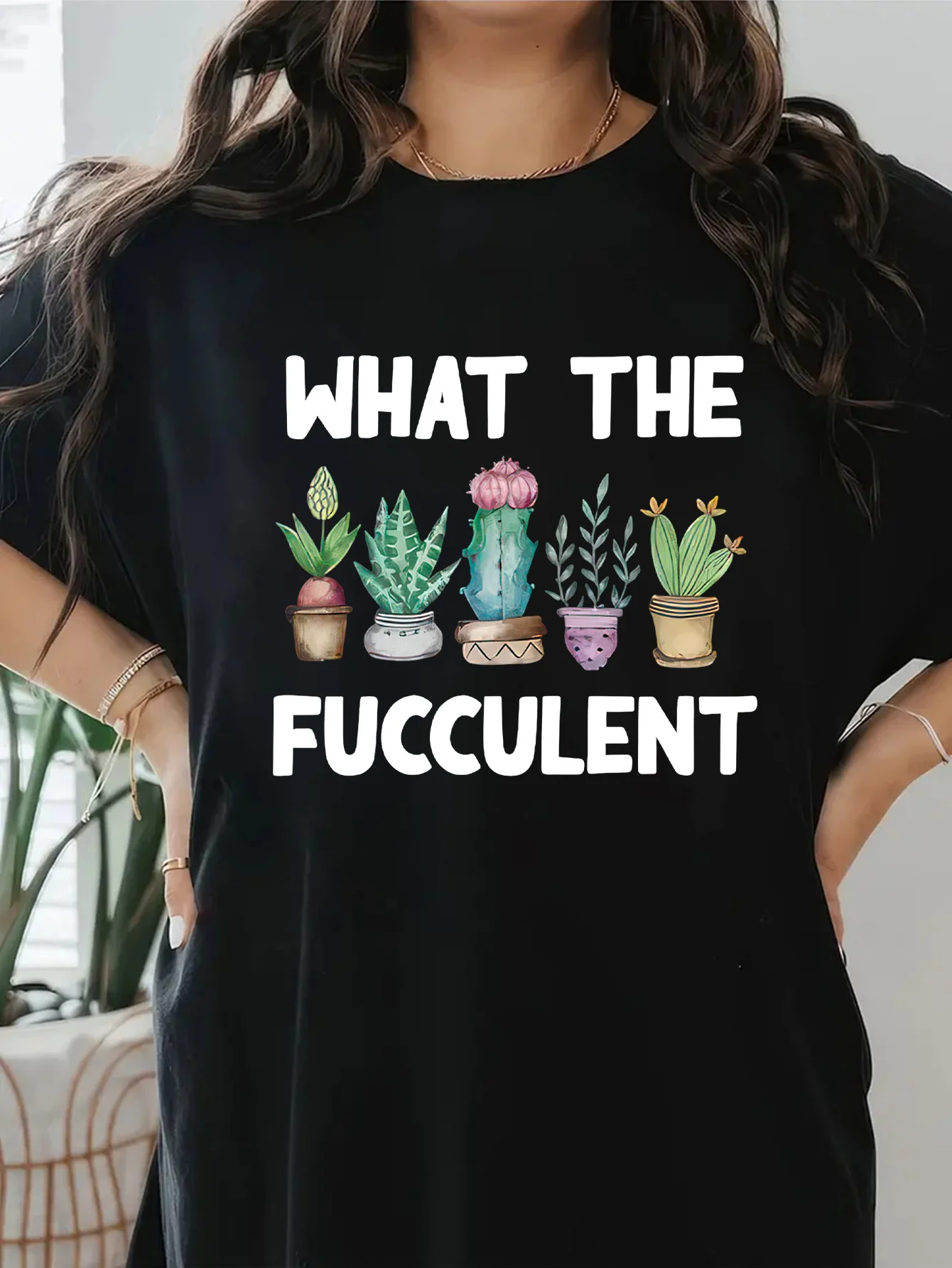 Футболка What The Fucculent Graphics с принтом, повседневная удобная футболка с круглым вырезом и короткими рукавами на весну и лето, женская одежда
