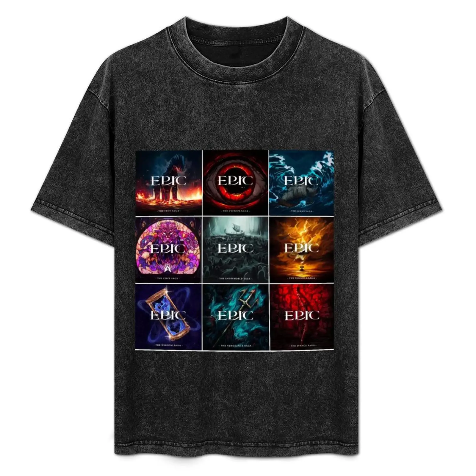 Футболка Epic the Musical Saga Covers с графическим рисунком, черная одежда для мужчин
