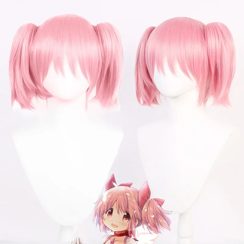 Парик для косплея Puella Magi Madoka Magica Madoka Kaname, розовый кулон 2, зажим Ekor Kuda Sintetis Tahan Panas, парик для волос