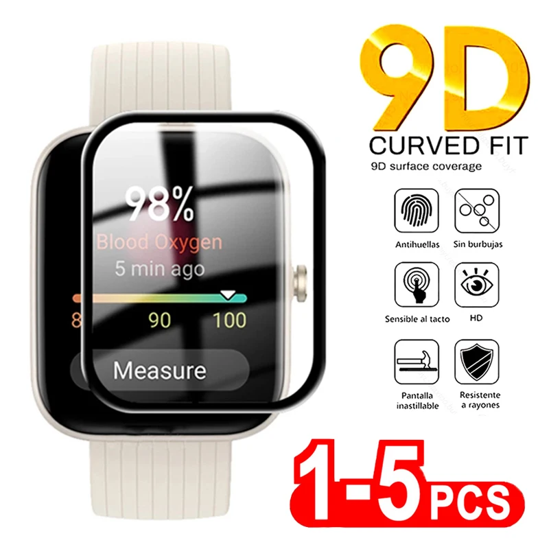 Защитная пленка из мягкого стекла 9D для Amazfit GTS 2 3 4 mini,GTR 2E,POP Pro, полная защита экрана для Huami Bip 3,Bip U,Bip S Lite