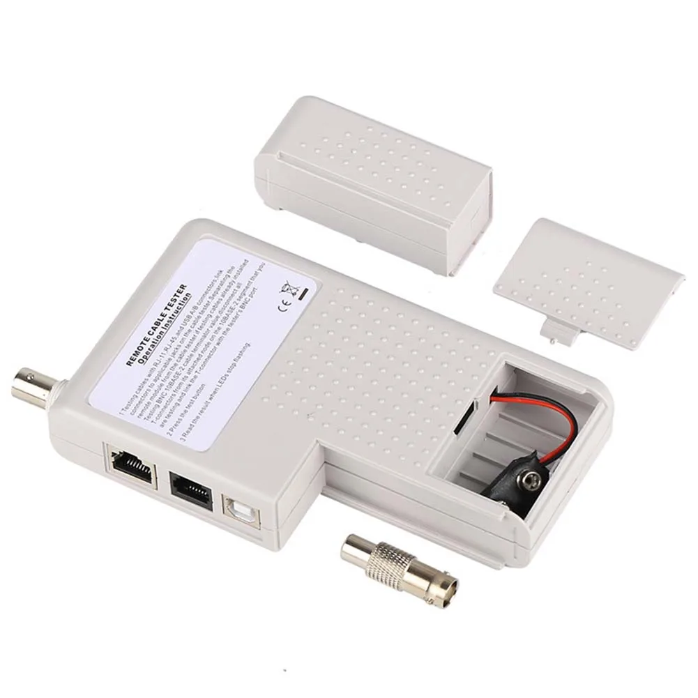 Фото Инструмент для тестирования сетевого кабеля для быстрого тестирования USB и BNC RJ45 RJ11 со светодиодными индикаторами неисправностей и зуммером №2