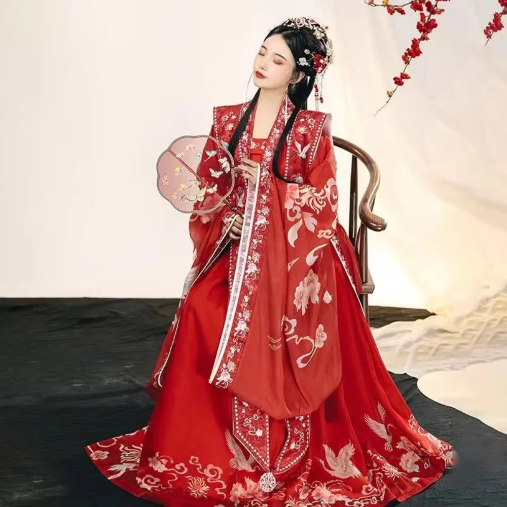 Красный женский костюм Hanfu династии Сун, свадебный костюм невесты для косплея Xia Pei, юбка длиной до талии, традиционная китайская одежда для женщин
