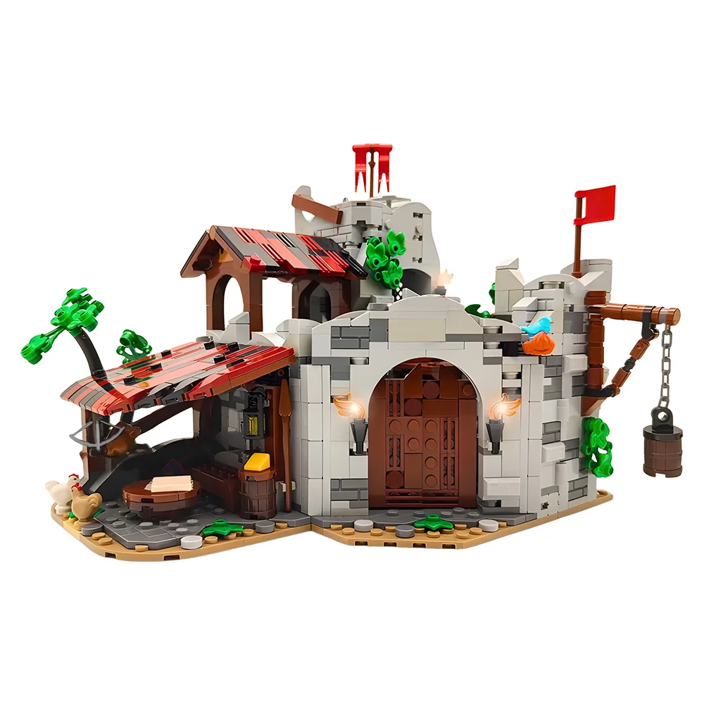 MOC Wolfpack Den Castle, модель кирпичей, европейский средневековый замок, архитектура, строительные блоки, игрушки для сборки «сделай сам», подарки на день рождения для детей