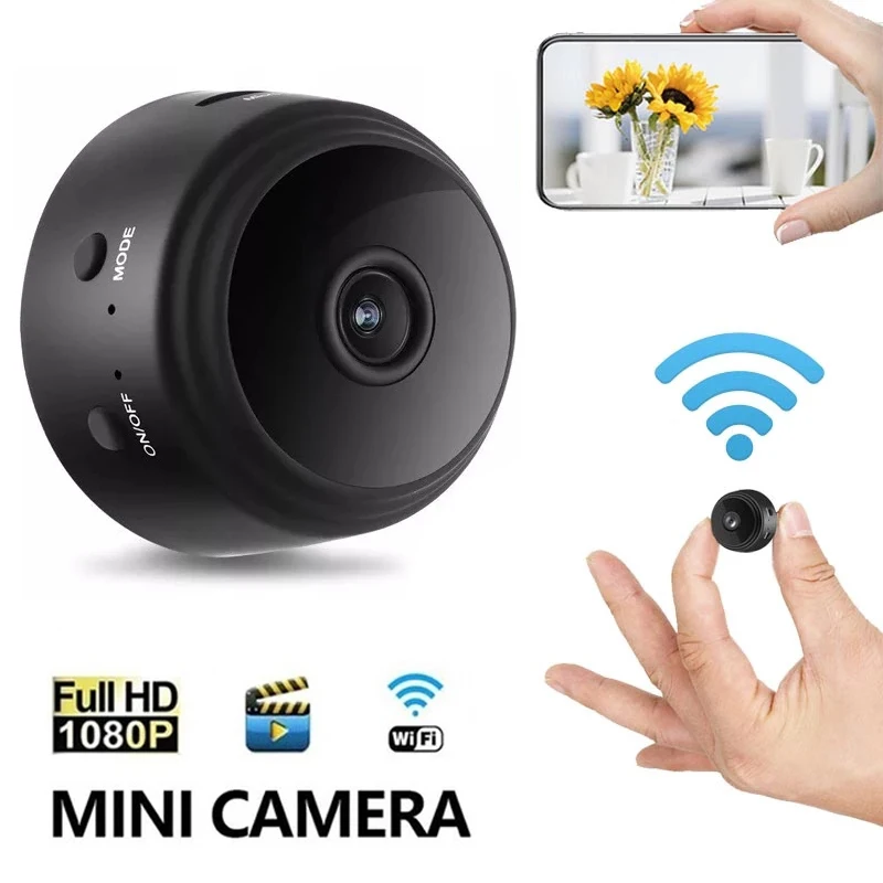 Фото Мини-камера видеонаблюдения A9 с Wi-Fi, 1080P, HD №1