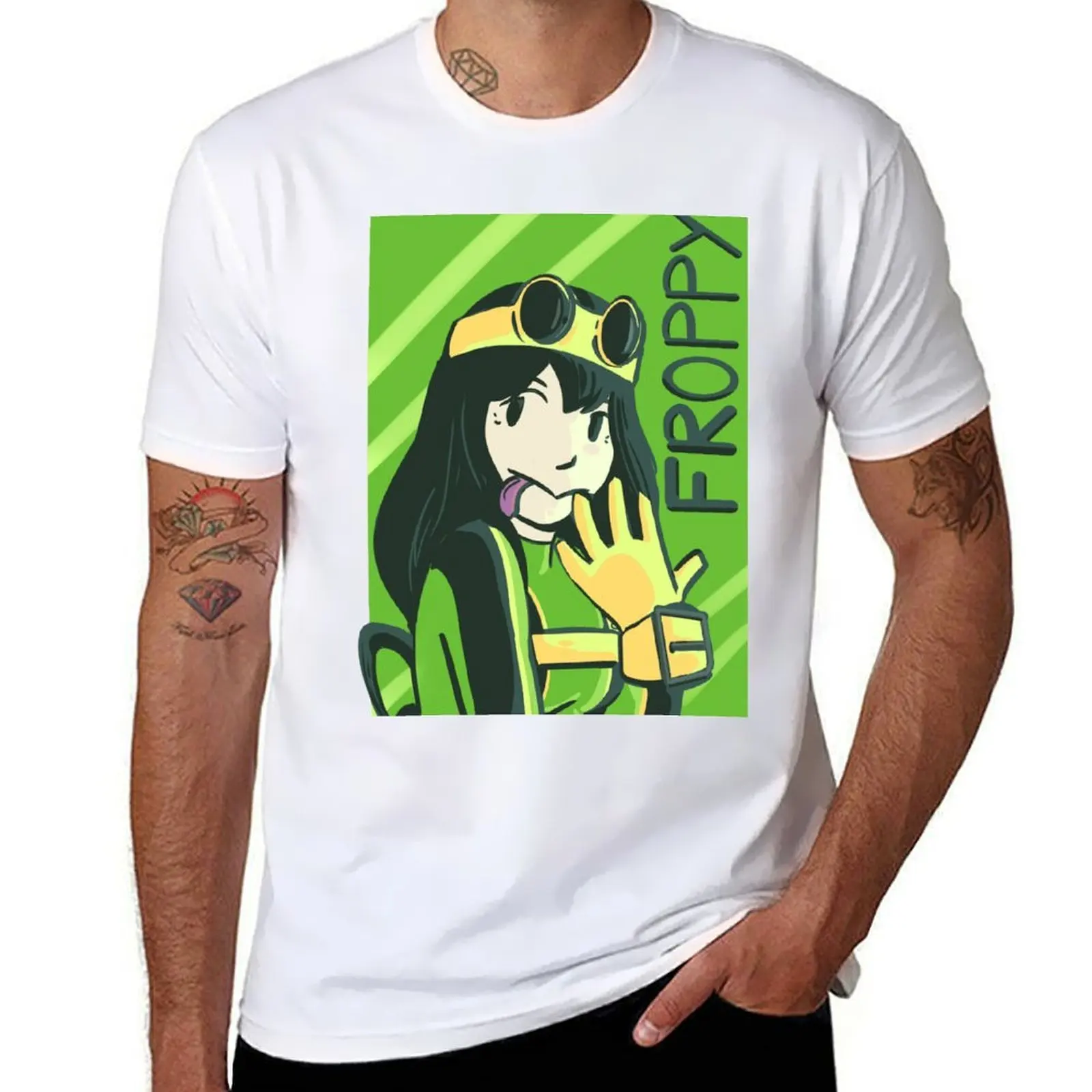 Футболка froppy, футболки с аниме для мужчин, хлопковые футболки, мужская футболка из 100%