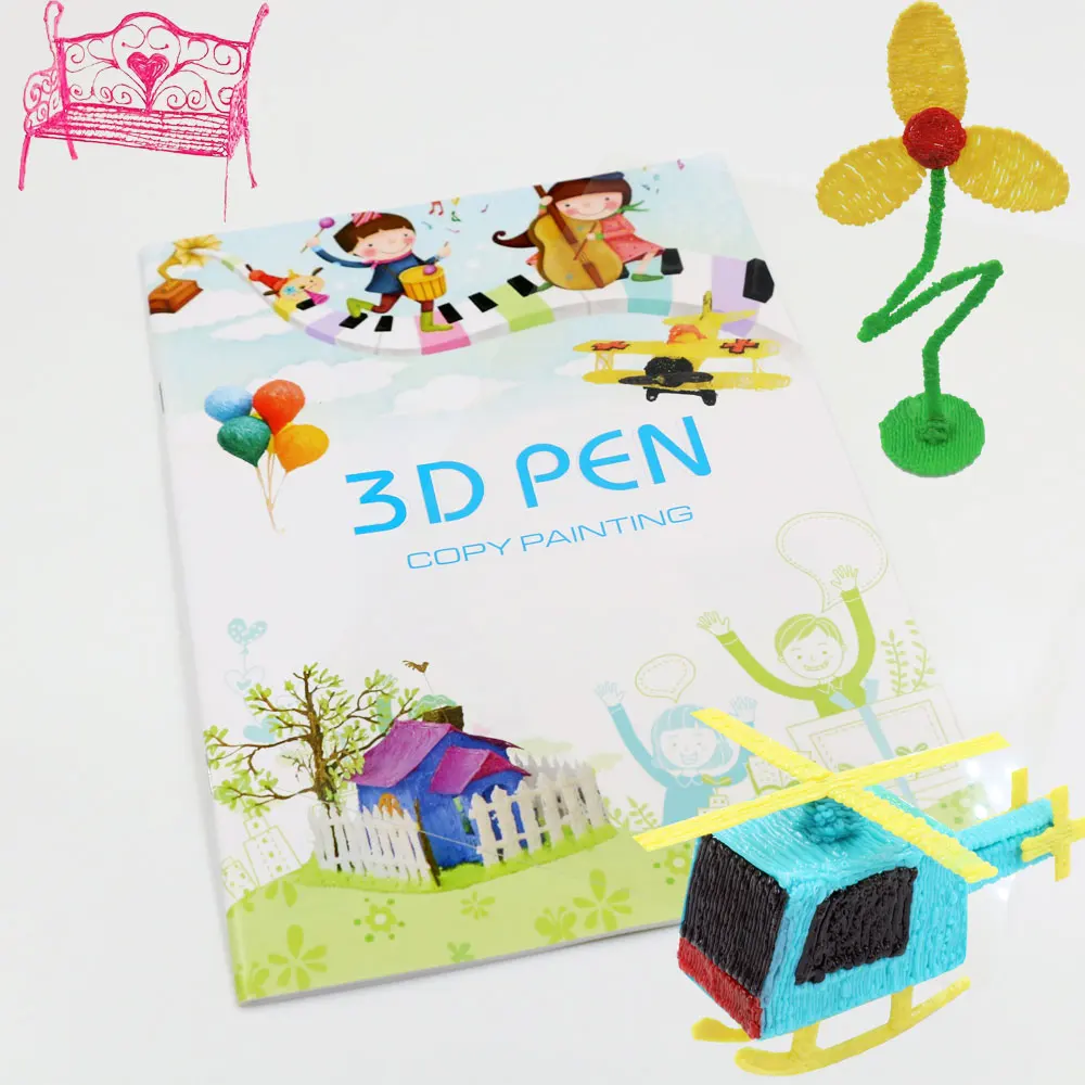 Книга для 3D-рисования для детских ручек для печати 3D, многоразовая с 22/40 узорами на прозрачной доске для шаблонов рисования каракулей