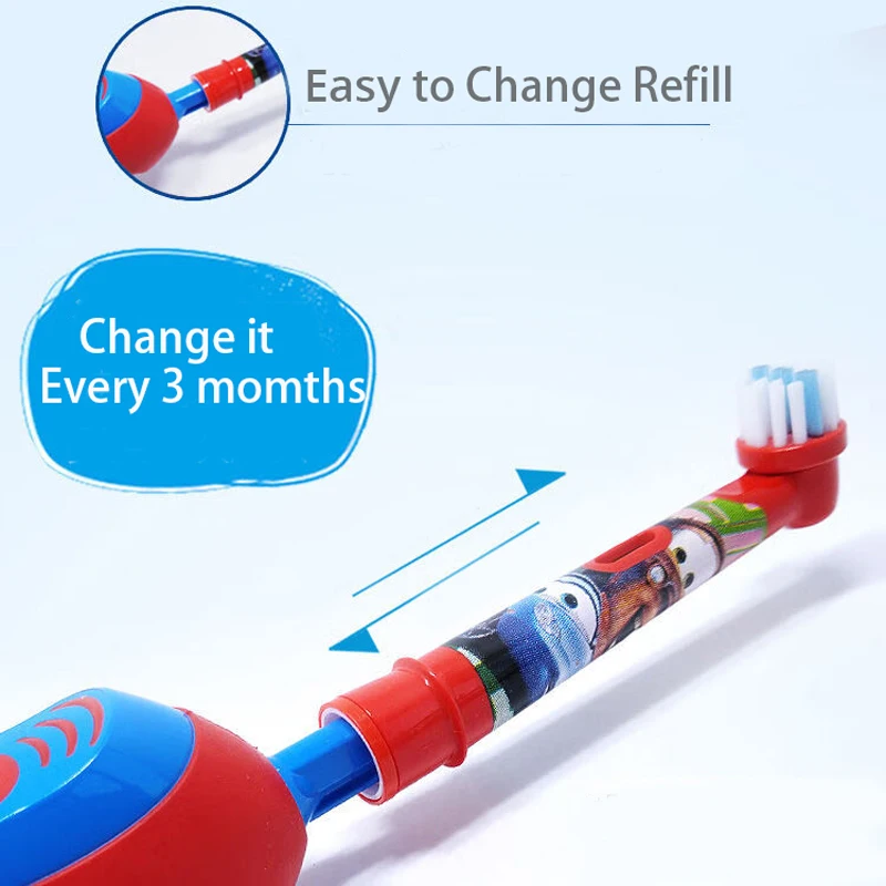 Фото Детская электрическая зубная щетка Oral-B Pro, мягкая насадка для зубной щетки на батарейках для детей 5-12 лет, вращающаяся щетка для зубов, водонепроницаемая щетка №3