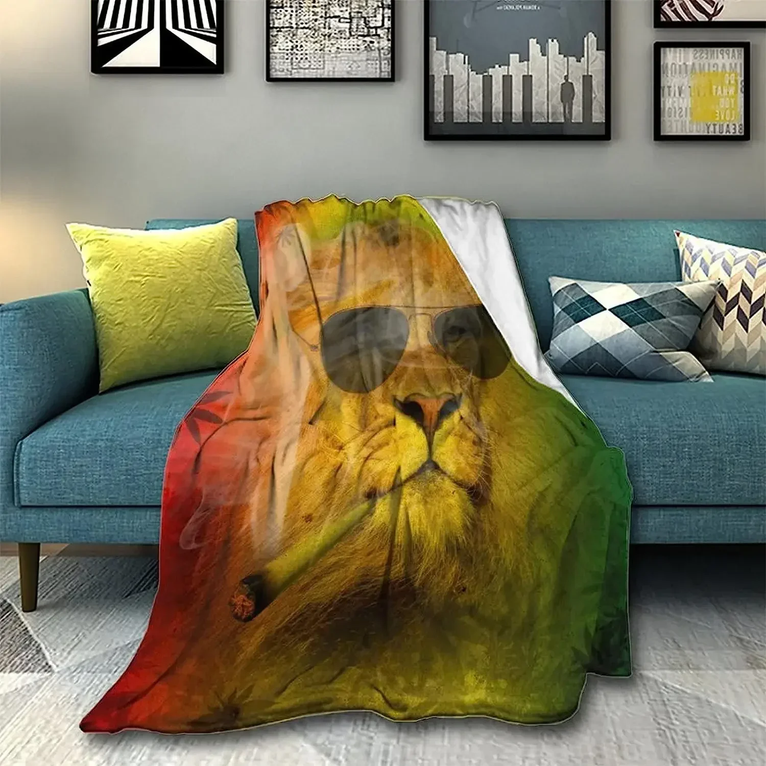 Фото Selimut EL hangat Super lembut, bungkus Sofa elegan untuk Sofa для дивана panjang-Rasta Lion juah dengan №5