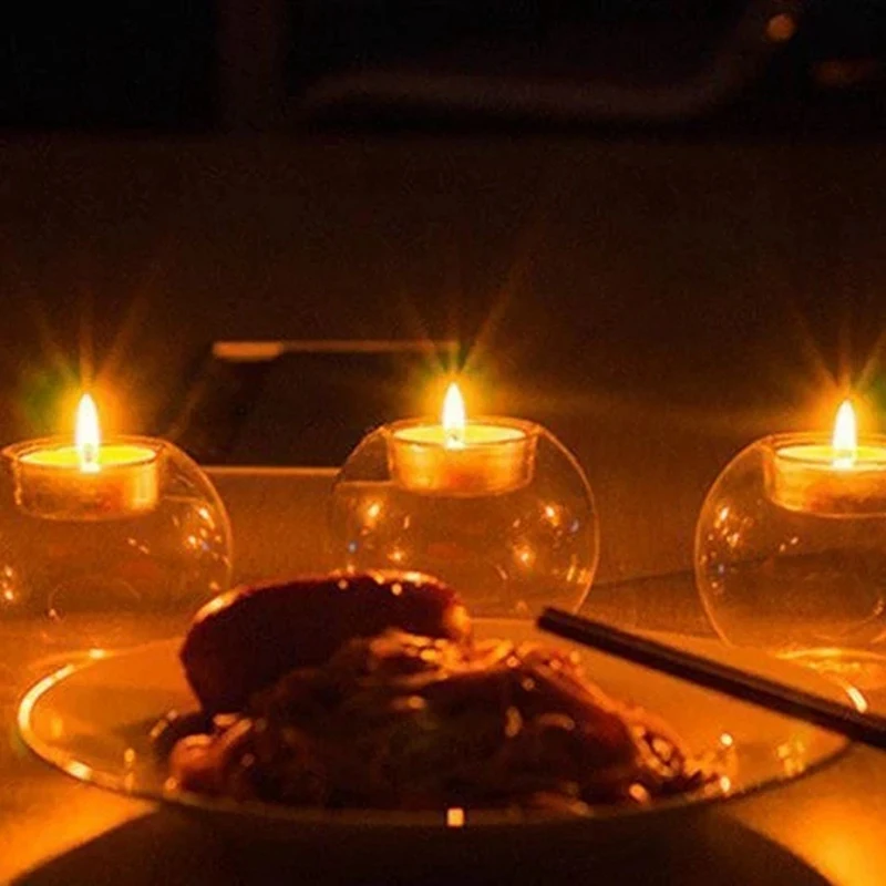Фото 10 шт. Tempat Lilin Kaca Kristal Dekorasi Halloween Natal Tongkat Lilin Meja Makan Dekorasi Candlestick Glass Transparent №2