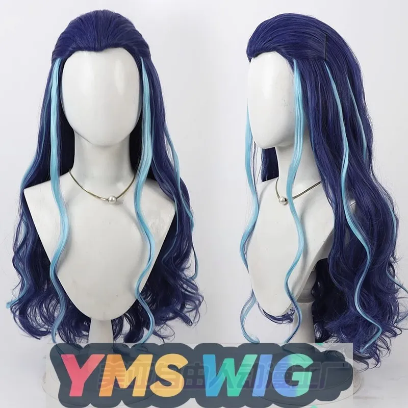 [YMS WIG] Король западного моря, парик для косплея Nezha Ao Bing, тетушка Вдова, пик, синие блики, вьющиеся волосы