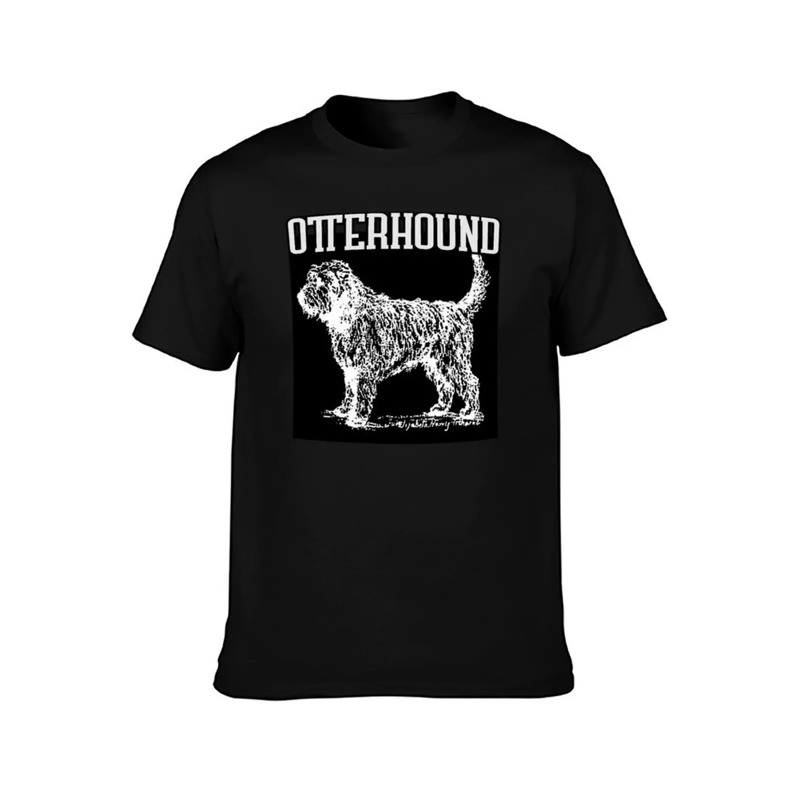 Фото Футболка Otterhound белого цвета на черном фоне, забавные футболки с мемми, заготовки, забавные подарки, милые топы, облегающие футболки для мужчин №2