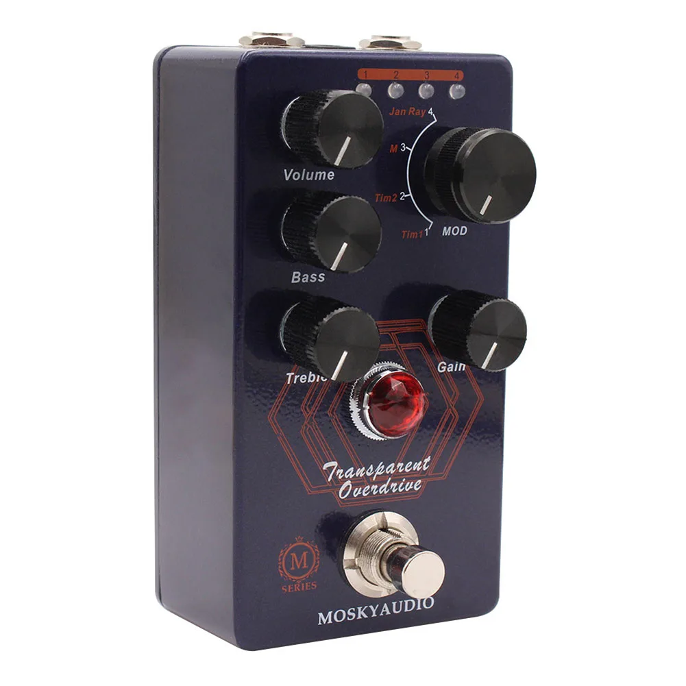 Фото Прозрачная педаль для электрогитары Mosky Overdrive, запчасти для гитары, 4-режимная кнопка, педали для гитары, запчасти для музыкальных инструментов №5