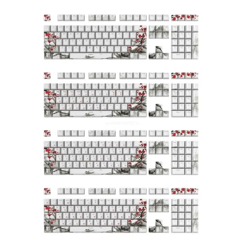 108 клавиш PBT Keycap DYESUB OEM персонализированные колпачки с цветком сливы русские корейские японские колпачки для клавиатуры
