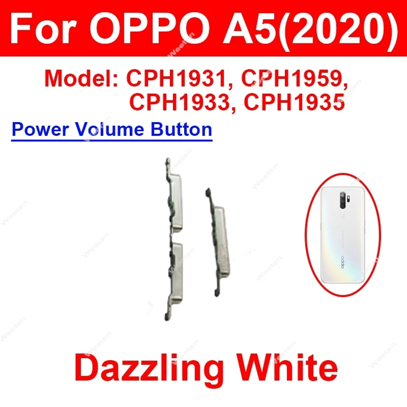 Для OPPO A5 A7 AX7 A7X A9 A9x A11x 4G 2020 Боковая кнопка регулировки громкости Гибкий кабель Уключение и выключение вверх и вниз Боковая клавиша Запасные части Телефоны и аксессуары