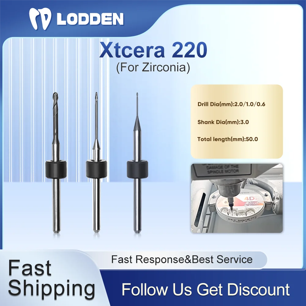 Стоматологические фрезерные боры для Xtcera 220 с покрытием постоянного тока, циркониевое шлифовальное сверло D3-50mm-D0.6/1,0/2,0 мм для шлифовальных сверл CAD CAM