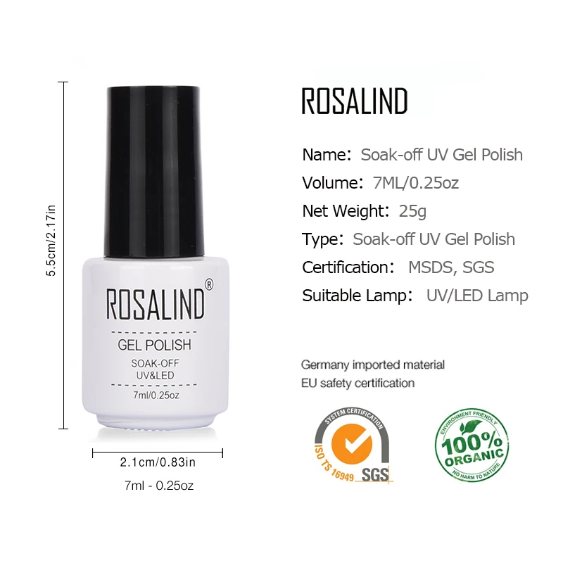 Топовое и базовое матовое покрытие ROSALIND 7 мл, стойкий Гель-лак для ногтей, для укрепления искусства ногтей, топовое и Базовое покрытие для маникюра, УФ-гель (art.: 3920bb66461c2) - 3920bb66461c2