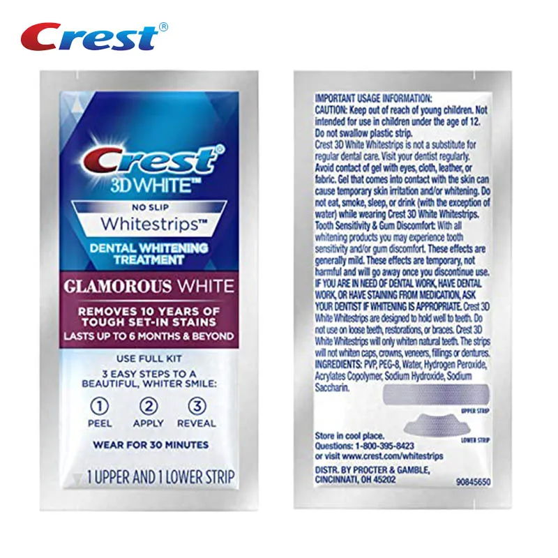 Фото Crest 3D Whitestrips Dental Bleach полоски для отбеливания зубов гламурные белые полоски для отбеливания зубов отбеливание зубов 5/7/14 лечение №4