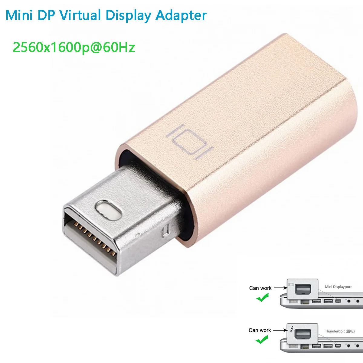Адаптер виртуального дисплея Mini DP Displayport, заглушка, безголовый эмулятор дисплея Ghost, 2560x1600p при 60 Гц