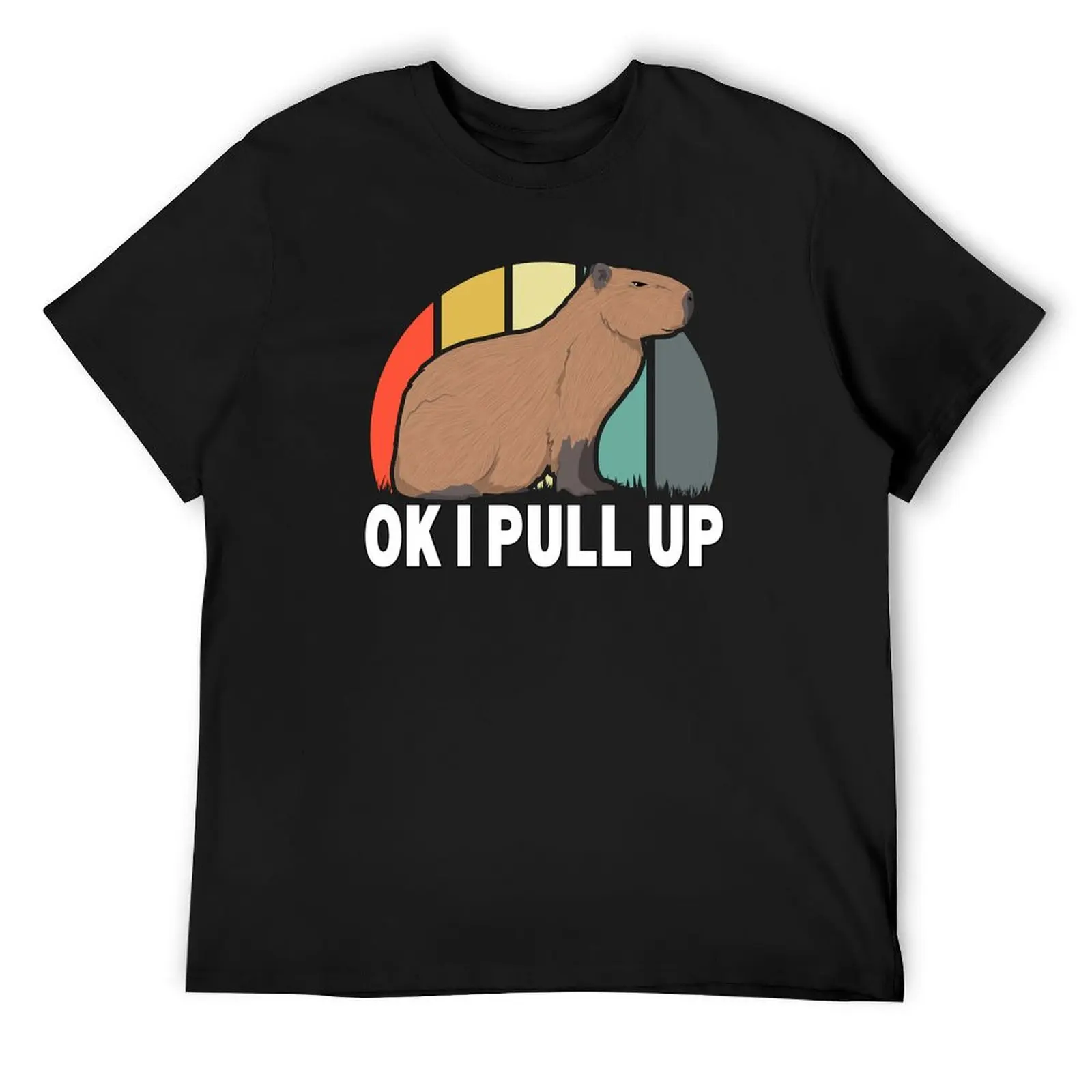 Ok I Pull Up Capybara Ретро Винтаж Забавная футболка с изображением грызунов винтажная одежда быстросохнущие мешковатые рубашки больших размеров рубашки мужские
