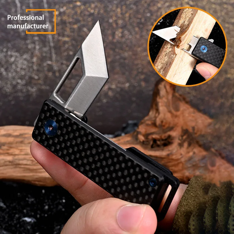 Складной мини-нож D2 Blade G10, ручка из углеродного волокна, высокая жесткость, для повседневного использования, походов, из коробки