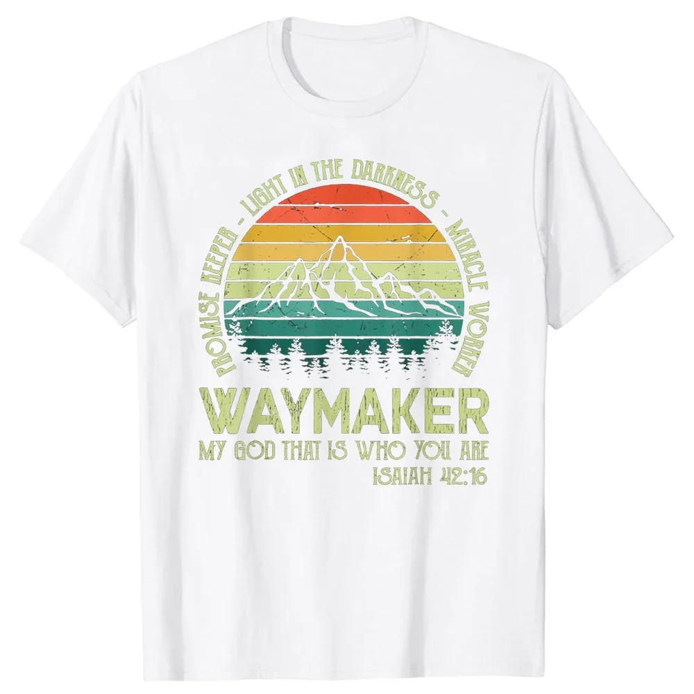 Фото Футболка Waymaker из хлопка мужская с изображением хранителя обещаний, христианской молитвы с изображением бога и Иисуса №2
