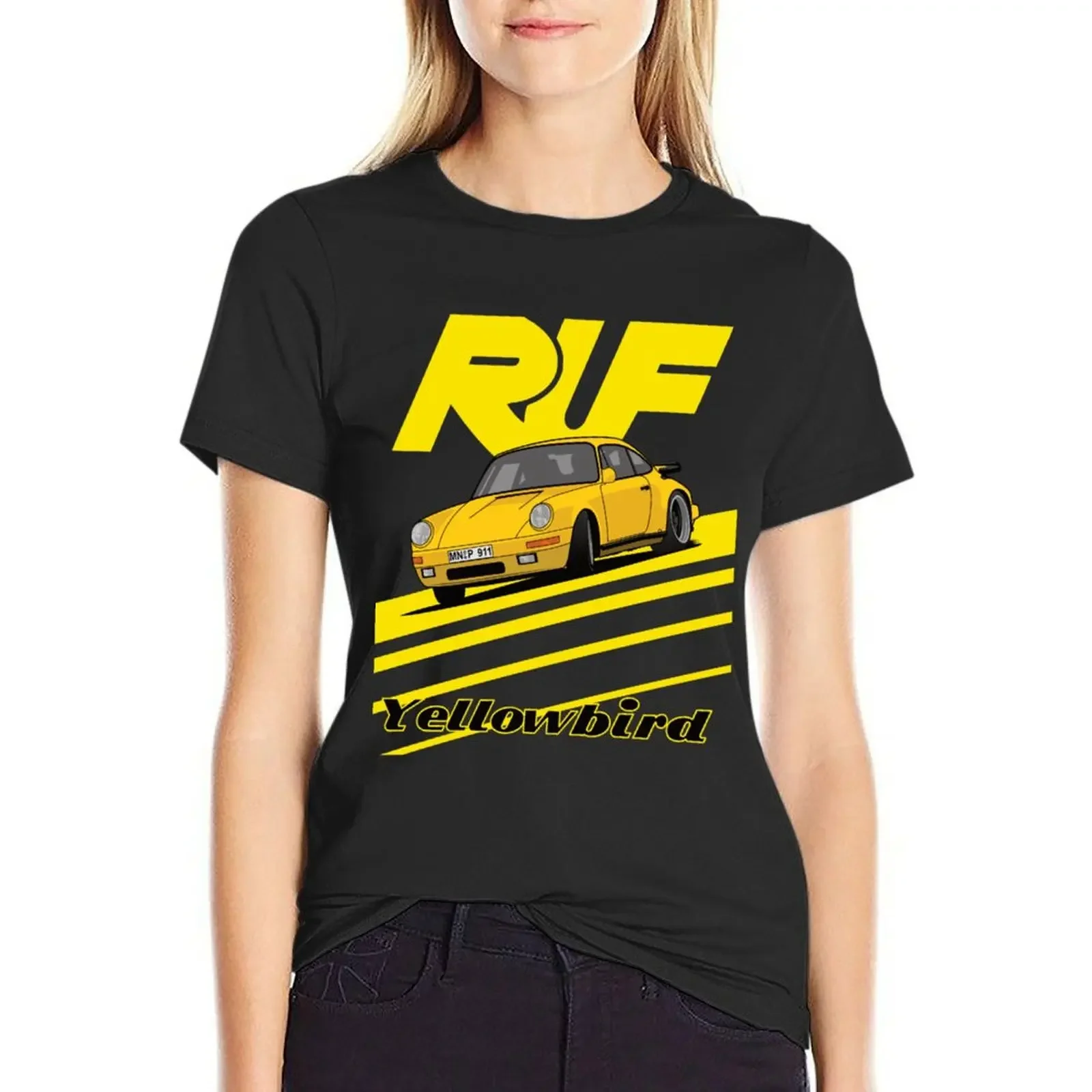 Футболка RUF Yellowbird CTR, топы, черная женская одежда, футболки больших размеров для женщин, свободный крой Футболки и топы