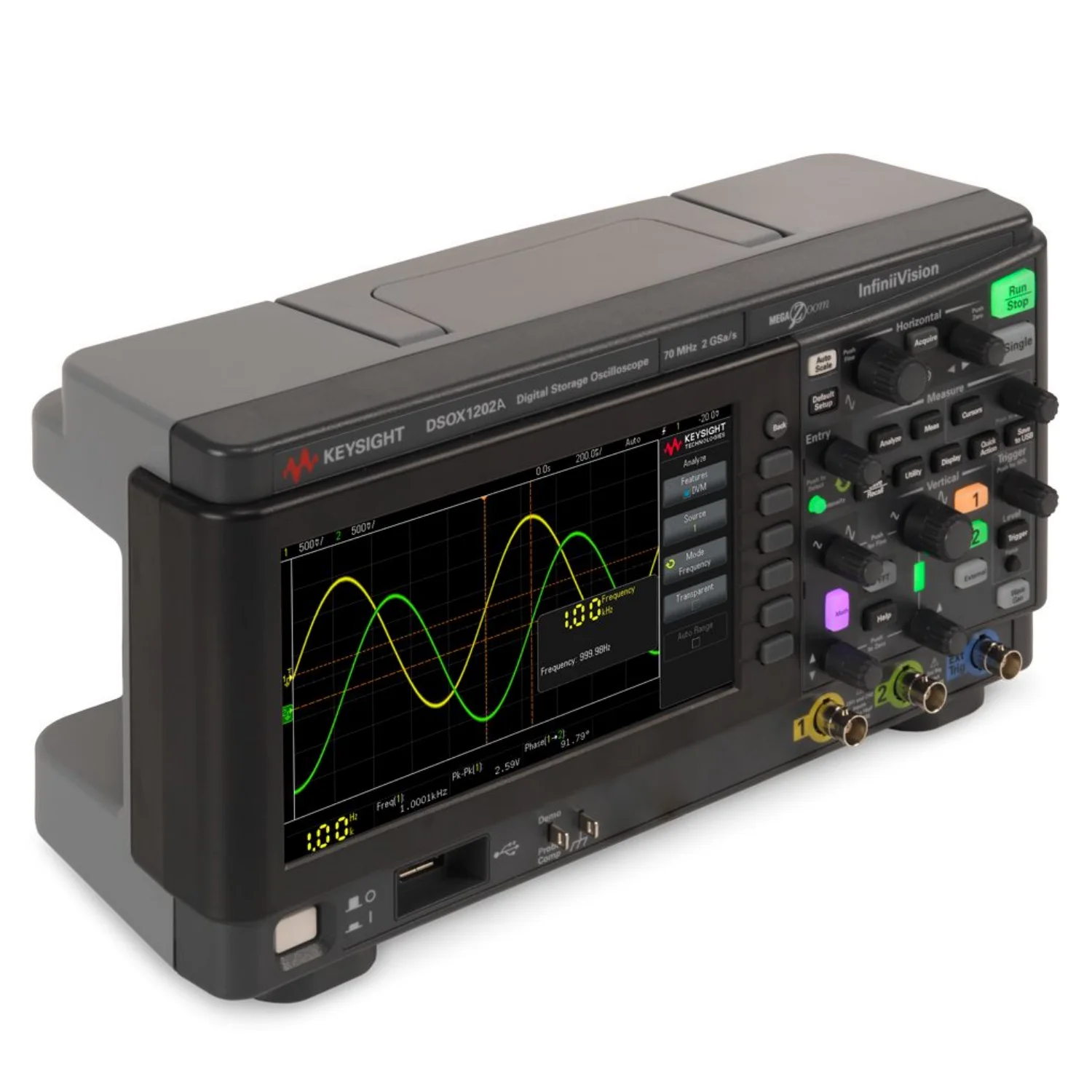 Keysight DSOX1202A: осциллограф-70 МГц 2GSa/S 2-канальный 2 InfiniiVision с зондами Cal -1 шт.