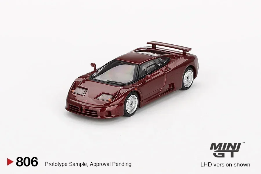 MINIGT 1:64 Buga tti EB110 GT Темно-красная металлическая модель автомобиля