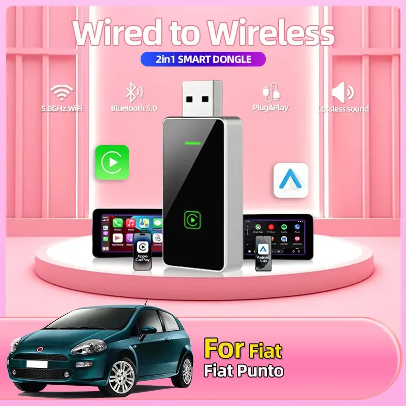 Новый автомобильный адаптер 2в1 с проводным к беспроводному CarPlay Android для OEM автомобильной стереосистемы с USB Plug and Play автомобильные аксессуары для Fiat Punto