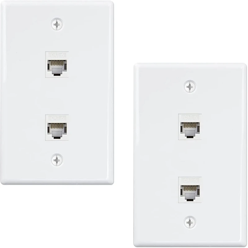 Сетевая пластина с 2 портами Ethernet, сетевая пластина с разъемом Cat6 «Мама-мама» RJ45 Keystone, встроенная настенная розетка, белая