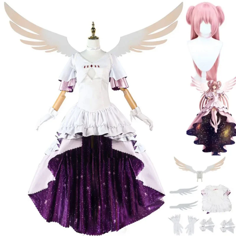 Аниме Puella Magi Madoka Magica Kaname Madoka Косплей Костюм Богини вечернее платье крыло женский сексуальный карнавальный костюм