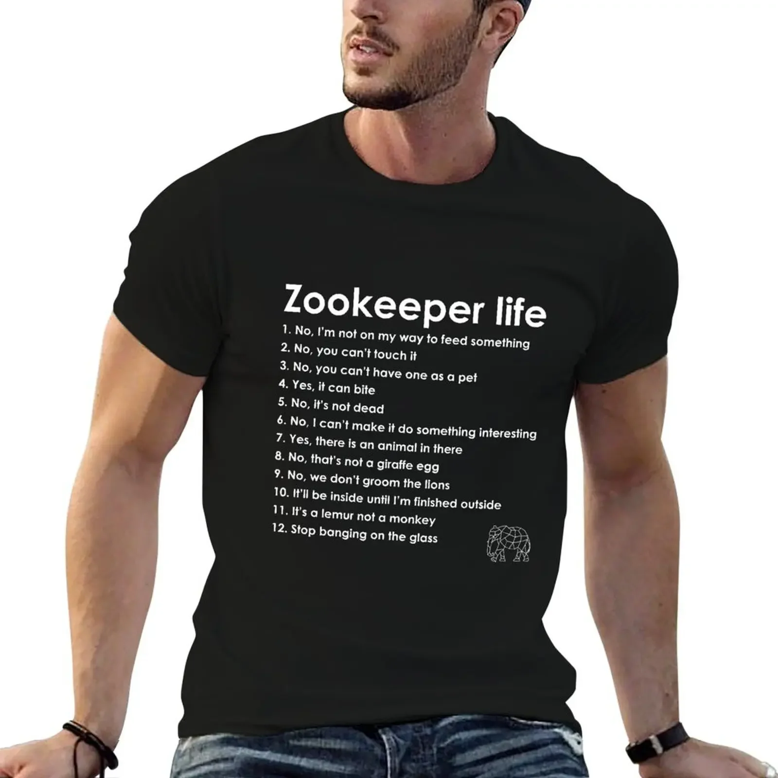 Zookeeper life - белая футболка, роскошная футболка, роскошная дизайнерская футболка большого размера с рисунком, забавные футболки для мужчин