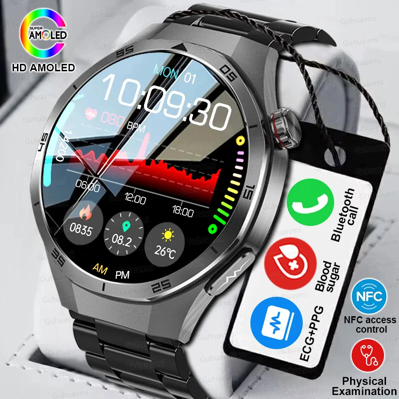 2025Новые Смарт-часы NFC ЭКГ + PPG для здоровья, микрофизический экзамен, кислород в крови, спортивные часы для мужчин, умные часы для измерения уровня глюкозы в крови, женские