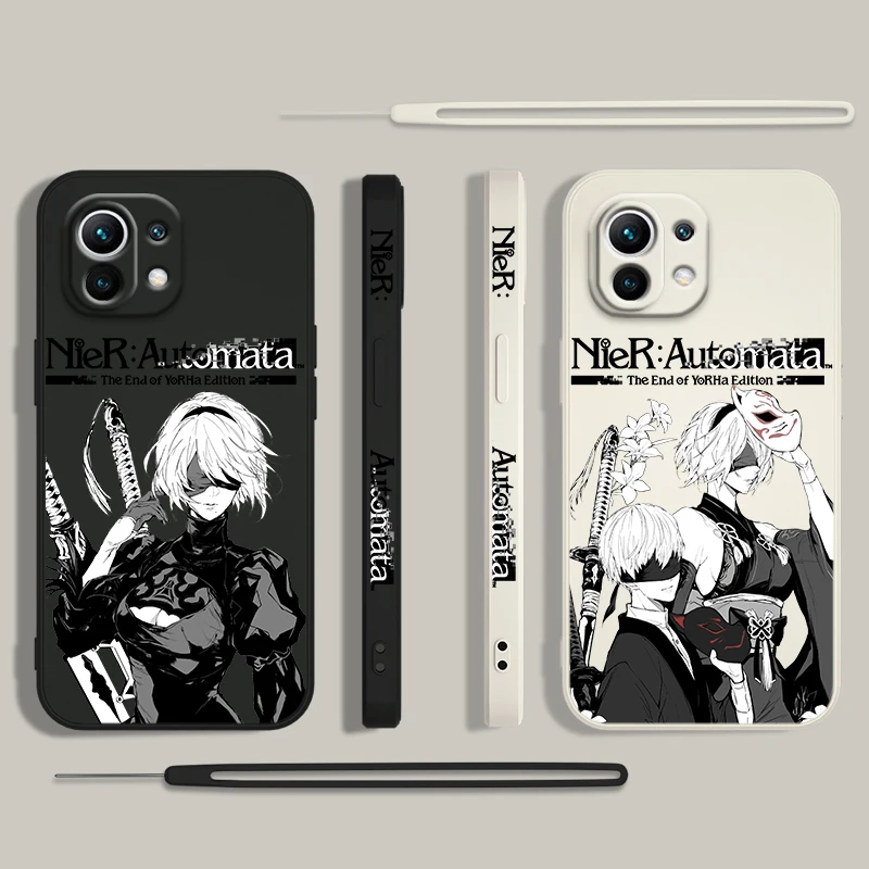 Чехол для телефона NieR Automata с рисунком аниме для Xiaomi 14, 13, 12, 11, 10 T Pro, ультра легкий зеркальный жидкий левый трос, мягкий чехол