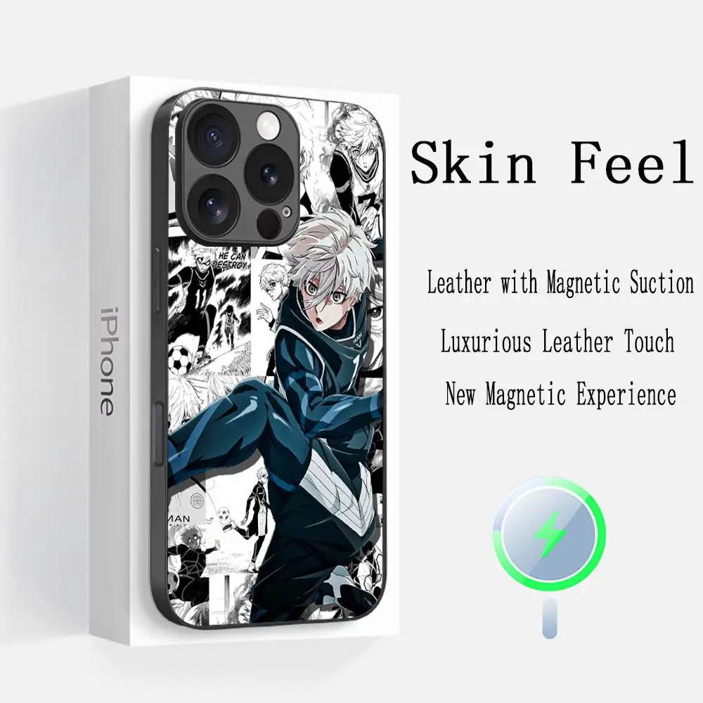 Чехол для телефона Nagi Seishiros с крутым аниме-мужским узором для iPhone 16, 14, 13, 12, 11 Plus Pro Max, роскошный роскошный чехол Magsafe из овчины