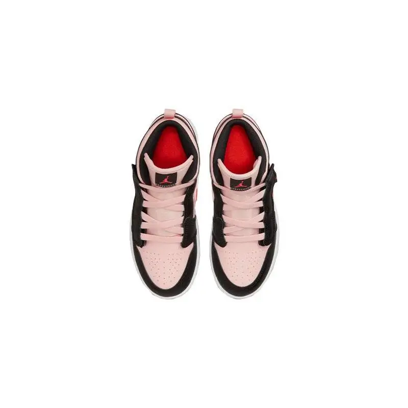 Кроссовки Nike Air Jordan 1 Mid, черные, розовые, темно-красные (art.: 3920c9d5fdee0) - 3920c9d5fdee0