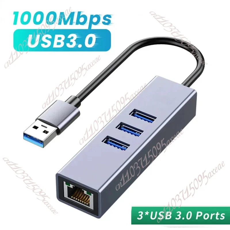 Фото USB-концентратор 1000 Мбит/с, 3 порта USB 3.0 Type C HUB USB-адаптер Rj45 Gigabit Ethernet RTL8153 для портативного компьютера MacBook №2