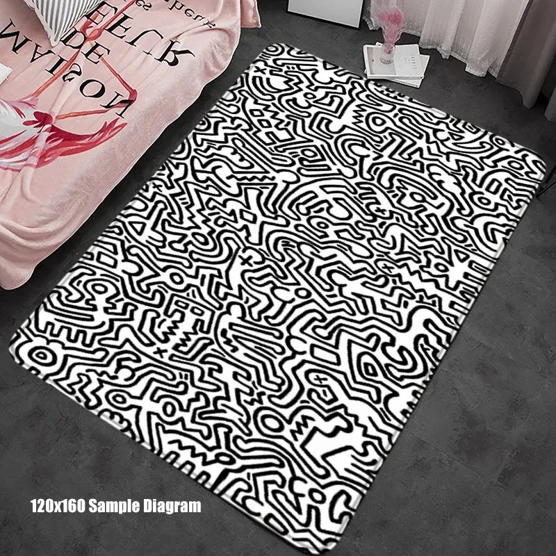 Фото B-Keith Haring Граффити Тумбочка Ковер Нескользящий Коврик Для Ванной Комнаты Коврик Для Входной Двери Гостиная Домашний Деко... №4